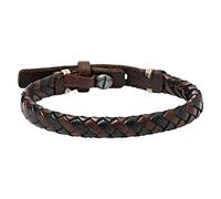 Fossil Bracelet Pour Hommes , Longueur : 240mm Noir, Brun, Argent Bracelet En Cuir Véritable, JA5932716