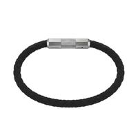 Fossil Bracelet réglable pour homme cuir ou acier inoxydable Noir/Argent Taille One Size