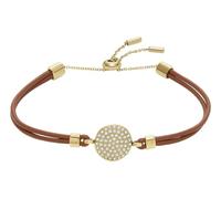 Fossil Bracelet Sadie de en cuir, brun, à disque scintillant, pour femme, JF04545710