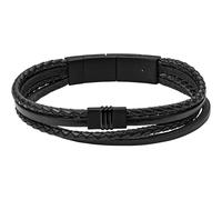 Fossil Bracelet homme JF03098001 – Vintage décontracté, acier inoxydable noir, 175–190 mm