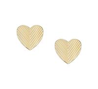 Fossil Clous d’oreilles cœurs Harlow Linear Texture Fossil en acier inoxydable, doré, pour femme, JF04654710