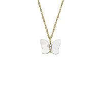 Fossil Collier en acier inoxydable pour femme avec fermoir à mousqueton et pendentif papillon