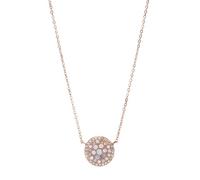 Fossil Collier pendentif rond en acier inoxydable ton or rose pour femme – fermoir mousqueton