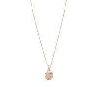 Fossil Collier pendentif rond en acier inoxydable ton or rose pour femme avec fermoir mousqueton
