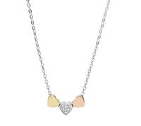 Fossil Collier pour femme en acier inoxydable avec fermoir mousqueton et pendentif en forme de cœur.