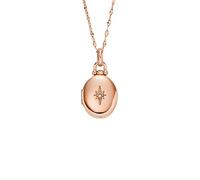 Fossil Collier pour femmes Collier à chaîne en acier inoxydable ton or rose Locket Collection, longueur : 450mm+50mm, JF04429791