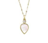Fossil Collier Pour Femmes , Longueur : 420mm+50mm, Largeur : 18.6mm, Hauteur : 9.8mm Collier En Nacre D'Or Et Acier Inoxydable, JF04248710