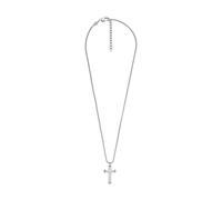 Fossil Collier pour homme en acier inoxydable avec fermoir mousqueton, ton argent