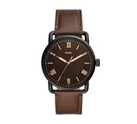 Fossil Copeland Montre pour Homme en Acier Inoxydable et Cuir, Cadran Marron/Marron, lanière