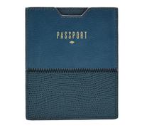 FOSSIL Étui pour carte d'identité bleu en cuir pour femme et homme - RFID Passport Sleeve Twilight 84039