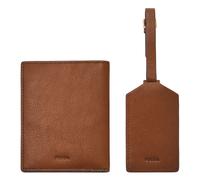 FOSSIL étui pour carte d'identité Gift Set Passport Case and Luggage Tag Brown