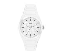 Fossil Everett Montre à trois aiguilles en silicone pour homme Blanc