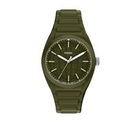 Fossil Everett Montre en silicone à trois aiguilles pour homme Olive