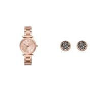 FOSSIL Femme Carlie Rose Doré Acier Inoxydable Montre and Laiton Boucles d'oreilles, Coffret