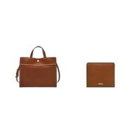 Fossil Femme Carmen Sac en cuir marron et portefeuille Logan, Coffret