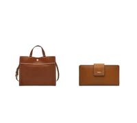 Fossil Femme Carmen Sac en cuir marron et portefeuille Logan, Coffret