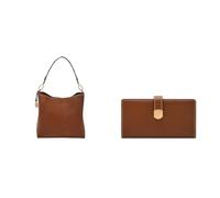 FOSSIL Femme Jessie Sac en cuir marron et portefeuille Lennox, Coffret