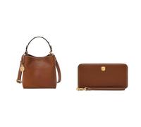 FOSSIL Femme Jessie Sac en cuir marron et portefeuille Lennox, Coffret