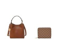 FOSSIL Femme Jessie Sac en cuir marron et portefeuille Logan, Coffret