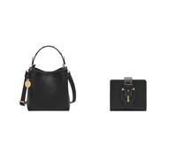 FOSSIL Femme Jessie Sac en cuir noir et portefeuille Harwell, Coffret