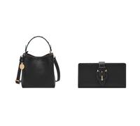 FOSSIL Femme Jessie Sac en cuir noir et portefeuille Harwell, Coffret