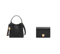 FOSSIL Femme Jessie Sac en cuir noir et portefeuille Lennox, Coffret