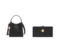 FOSSIL Femme Jessie Sac en cuir noir et portefeuille Lennox, Coffret
