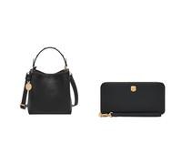 FOSSIL Femme Jessie Sac en cuir noir et portefeuille Lennox, Coffret
