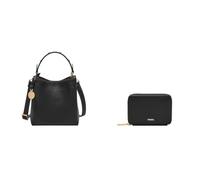 FOSSIL Femme Jessie Sac en cuir noir et portefeuille Logan, Coffret