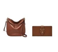 FOSSIL Femme Jolie Sac en cuir marron et portefeuille Harwell, Coffret