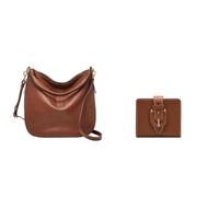 FOSSIL Femme Jolie Sac en cuir marron et portefeuille Harwell, Coffret