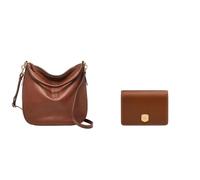 FOSSIL Femme Jolie Sac en cuir marron et portefeuille Lennox, Coffret