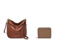FOSSIL Femme Jolie Sac en cuir marron et portefeuille Logan, Coffret