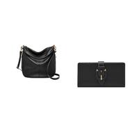 FOSSIL Femme Jolie Sac en cuir noir et portefeuille Harwell, Coffret