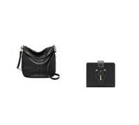 FOSSIL Femme Jolie Sac en cuir noir et portefeuille Harwell, Coffret