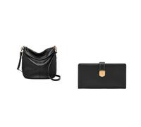FOSSIL Femme Jolie Sac en cuir noir et portefeuille Lennox, Coffret