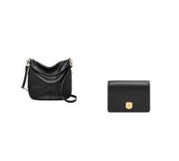 FOSSIL Femme Jolie Sac en cuir noir et portefeuille Lennox, Coffret