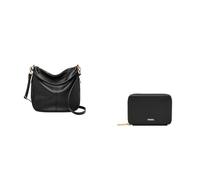 FOSSIL Femme Jolie Sac en cuir noir et portefeuille Logan, Coffret