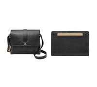 FOSSIL Femme Kinley Sac en cuir noir et portefeuille Liza, Coffret