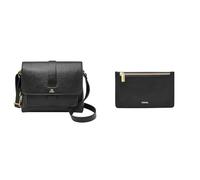 FOSSIL Femme Kinley Sac en cuir noir et portefeuille Logan, Coffret