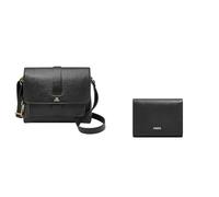 FOSSIL Femme Kinley Sac en cuir noir et portefeuille Logan, Coffret