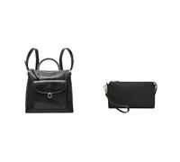 FOSSIL Femme Parker Sac en cuir noir et pochette, Coffret