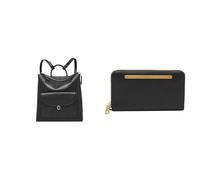 FOSSIL Femme Parker Sac en cuir noir et portefeuille Liza, Coffret