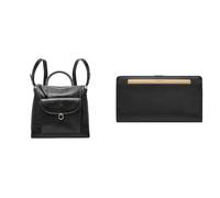 FOSSIL Femme Parker Sac en cuir noir et portefeuille Liza, Coffret