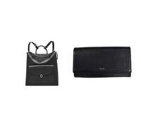 FOSSIL Femme Parker Sac en cuir noir et portefeuille Logan, Coffret