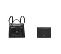FOSSIL Femme Parker Sac en cuir noir et portefeuille Logan, Coffret