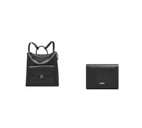 FOSSIL Femme Parker Sac en cuir noir et portefeuille Logan, Coffret