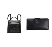 FOSSIL Femme Parker Sac en cuir noir et portefeuille Logan en similicuir, Coffret