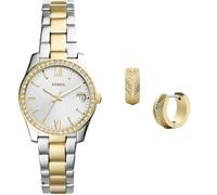 FOSSIL Femme Scarlette Mini Bicolore Acier Inoxydable Montre and Harlow Doré Boucles d'oreilles, Coffret