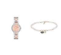 FOSSIL Femme Virginia Bicolore Acier Inoxydable Montre and Pink Pierres Semi-Précieuses Bracelet, Coffret